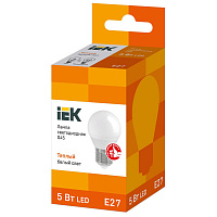Лампа светодиодная IEK ECO G 5Вт E27 3000К 450Лм 230В LLE-G45-5-230-30-E27
