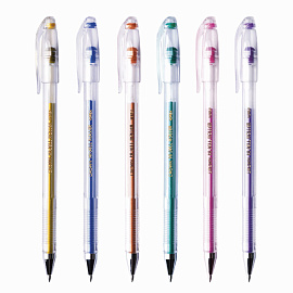 Набор гелевых ручек Crown "Hi-Jell Metallic" 6шт., 06цв., 0,7мм, металлик, ПВХ уп., европодвес