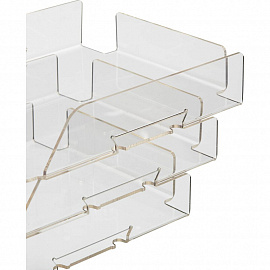 Лоток горизонтальный для бумаг Attache Selection пластиковый прозрачный 3 отделения