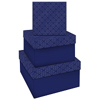 Набор квадратных коробок 3в1, MESHU "Blue style. Top.", (19,5*19,5*11-15,5*15,5*9см)