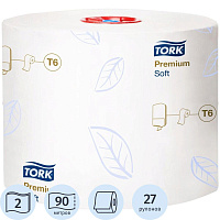 Бумага туалетная в рулонах Tork 127520 Premium Т6 2-слойная 27 рулонов по 90 метров