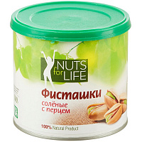Фисташки Nuts for life жареные соленые с черным перцем 100 г