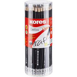 Набор чернографитных карандашей HB с ластиком Kores заточенные трехгранные (72 штуки в упаковке)