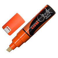 Маркер меловой Uni Chalk PWE-8K оранжевый (толщина линии 8 мм, скошенный наконечник)