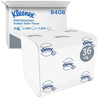 Бумага туалетная листовая KIMBERLY-CLARK Kleenex 2-слойная 36 пачек по 200 листов (артикул производителя 8408)