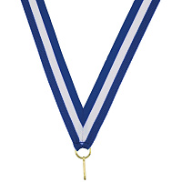 Лента для медалей синяя/белая (ширина 24 мм)
