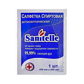 Салфетка для рук антисептическая Sanitelle Спиртовая 200x250 мм