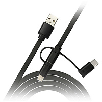 Кабель Smartbuy 3в1 универсальный, Micro-USB/Lightning/Type C, 1м, черный