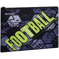 Папка текстильная 1 отделение, А5 Berlingo "Football or nothing", 260*205мм, полиэстер, на молнии