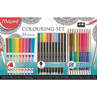 Набор для рисования Maped 33 предмета (12 цветных двусторонних карандашей, 10 фломастеров, 10 линеров, 1 точилка)