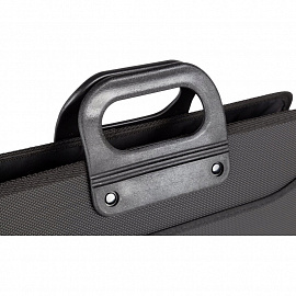 Папка-портфель пластиковая А4+ черная (390x320 мм, 4 отделения) усиленная ручка