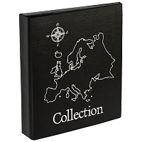 Альбом для монет OfficeSpace "Карта" формат Optima, 230*270, на кольцах, черный, 10л., иск. кожа