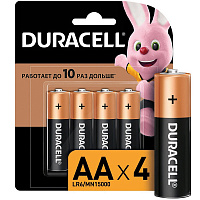 Батарейки Duracell пальчиковые АА LR6 (4 штуки в упаковке )