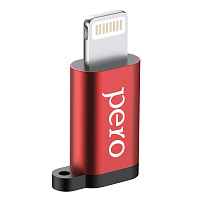 Адаптер PERO AD01 LIGHTNING TO MICRO USB, красный