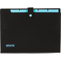 Папка-органайзер Attache Selection Black&Bluе А4 черная/голубая 5 отделений (325х245 мм)
