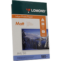 Фотобумага для цветной струйной печати Lomond односторонняя (матовая, А4, 180 г/кв.м, 50 листов, артикул производителя 0102014)