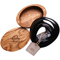 Ремень Кожевенная мануфактура, нат. кожа, черный, подарочная упаковка дерево (массив) на магнитах