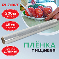 Пленка пищевая ПЭ 450 мм х 200 м, гарантированная длина, 6 мкм, вес 0,49 кг +- 5%, LAIMA, 605040