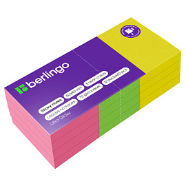 Самоклеящийся блок Berlingo "Ultra Sticky", 50*40мм, 12 блоков по 80л., 3 неоновых цвета