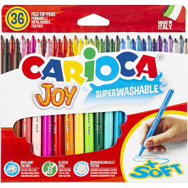 Фломастеры Carioca Joy 36 цветов с вентилируемыми колпачками смываемые