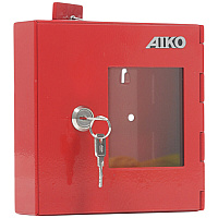 Ключница пожарная Aiko Key-1 Fire на 1 ключ, 175*162*40мм, ключевой замок, металл, красный, со стеклом и молоточком