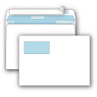 Конверт BusinessPost C4 100 г/кв.м белый стрип с внутренней запечаткой с левым окном (50 штук в упаковке) Фото 0