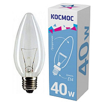 Лампа накаливания Космос 40 Вт E14 свеча 2300 К теплый белый свет (LKsmSCnCL40E14v2)