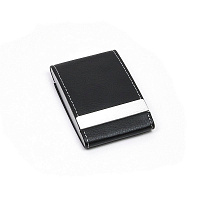 Визитница карманная на 20 визиток из металла/искусственной кожи черного/серебристого цвета