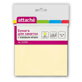 Стикеры Z-сложения Attache 76х76 мм пастельные желтые для диспенсера (1 блок, 100 листов)