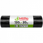 Мешки для мусора на 120 л Mitra Professional черные (ПВД, 40 мкм, в рулоне 20 штук, 70х110 см)