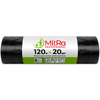 Мешки для мусора на 120 л Mitra Professional черные (ПВД, 40 мкм, в рулоне 20 штук, 70х110 см)