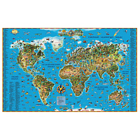 Карта настенная для детей "Мир", размер 116х79 см, ламинированная, 629, 450
