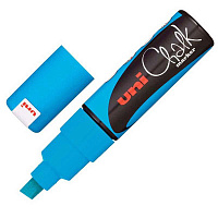 Маркер меловой Uni Chalk PWE-8K голубой (толщина линии 8 мм, скошенный наконечник)