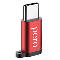 Адаптер PERO AD01 TYPE-C TO MICRO USB, красный