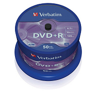Диск DVD+R Verbatim 4.7 ГБ 16x cake box 43550 (50 штук в упаковке)