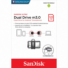 Память SanDisk USB Flash "OTG Dual Drive" 64GB, USB3.0/microUSB, Flash Drive, черный