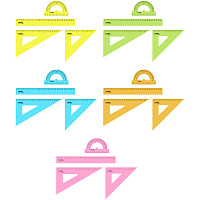 Набор чертежный СТАММ, размер L (линейка 25см, 2 треугольника, транспортир), прозрачный, неоновые цвета, ассорти, европодвес