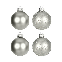 Новогоднее украшение Magic Time Шары серебряное стекло серебристое (диаметр 6 см, 4 штуки в упаковке)