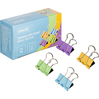 Зажим для бумаг 25 мм Attache Bright Colours цветные (12 штук в упаковке)