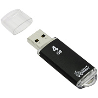 Память Smart Buy "V-Cut" 4GB, USB 2.0 Flash Drive, черный (металл. корпус )