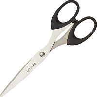 Ножницы 169 мм Attache с пластиковыми симметричными эллиптическими ручками черного цвета
