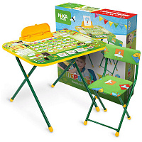 Набор складной мебели (стол + стул) Nika kids NK-75/2 "Первоклашка", ламинир. столешница, сиденье мягкое/иск. замша, зеленый