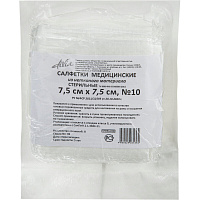 Салфетки нетканые, стер, 7,5х7,5см, №10, пл.40, 8 слож., 10шт/уп ШК34362