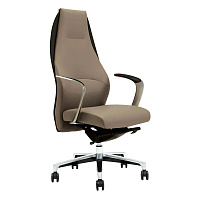 Кресло руководителя Helmi HL-E35 "Synchro Lux", экокожа серая, синхромеханизм, алюминий, до 150кг