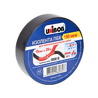 Изолента Unibob ПВХ черная 19 мм х 20 м черная
