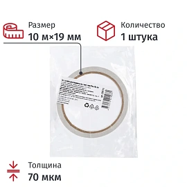 Клейкая лента двухсторонняя монтажная прозрачная на бумажной основе 19 мм x 10 м