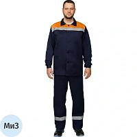 Костюм рабочий летний мужской л16-КБР с СОП синий/оранжевый (размер 120-124 (60-62), рост 182-188)