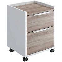 Тумба подкатная Комус Мебель K-Loft 241T003 (дуб сонома тёмный/белый, 434х400х555 мм, 2 ящика)