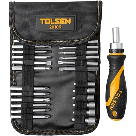 Набор бит с держателем для шуруповёрта Tolsen TORX, SL, PZ, PH, 65 мм (26 штук, TT20186)