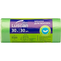 Мешки для мусора Luscan 30 л зелёные (ПНД 10 мкм, 30 штук)